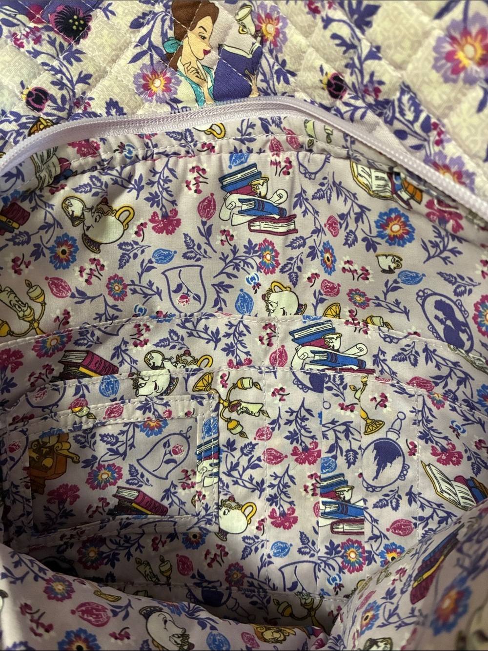 Vera Bradley Lavender Belle Quilted Backpack with Floral Character Print - Picture 2 of 4